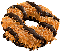 This is a Samoa cookie. Picture of a Samoa cookie.